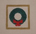 3x3-006 Christmas wreath with red bow